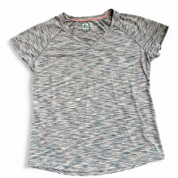 RBX Women’s Performance Striped Pink Athletic Work out Travel Gym TShirt Large - Picture 1 of 6